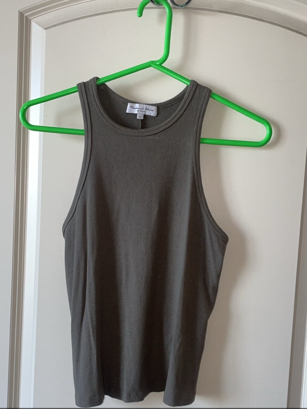 Michael Stars Olive Ribbed Crewneck Tank